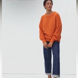 Everlane Alpaca Crew Sweater in red orange color